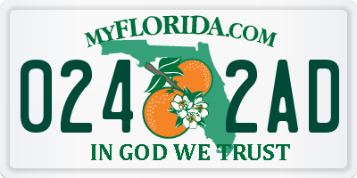 FL license plate 0242AD