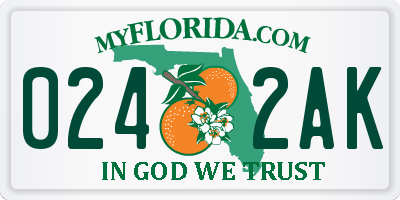 FL license plate 0242AK