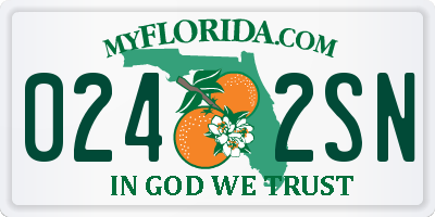 FL license plate 0242SN