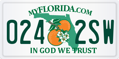 FL license plate 0242SW