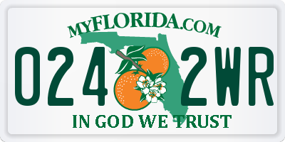 FL license plate 0242WR