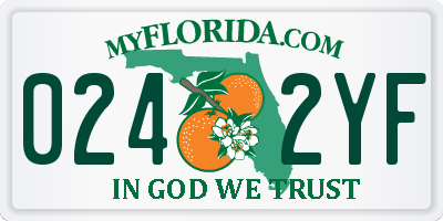 FL license plate 0242YF