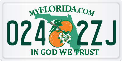 FL license plate 0242ZJ
