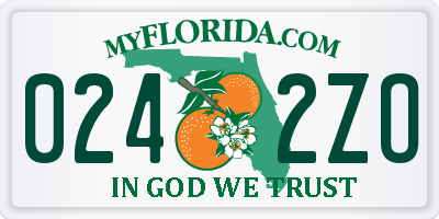 FL license plate 0242ZO
