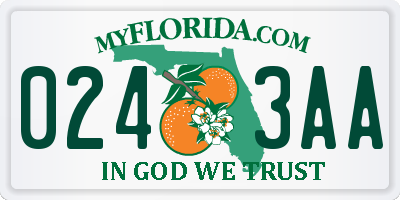 FL license plate 0243AA