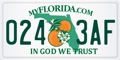 FL license plate 0243AF