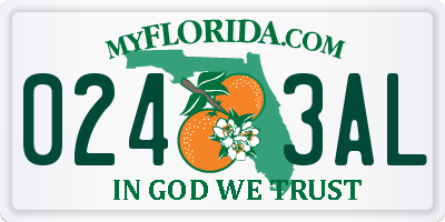 FL license plate 0243AL