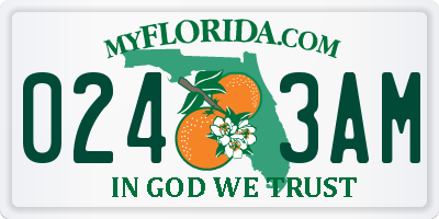 FL license plate 0243AM