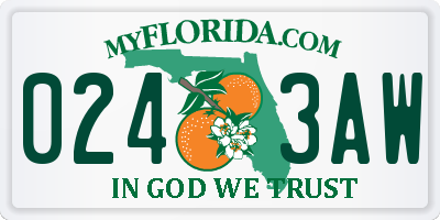 FL license plate 0243AW