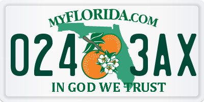FL license plate 0243AX