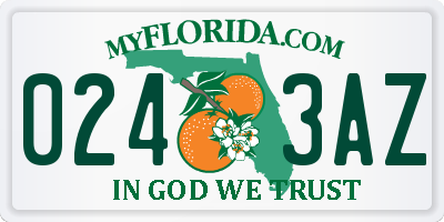 FL license plate 0243AZ