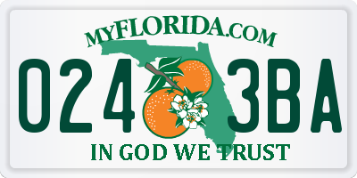 FL license plate 0243BA