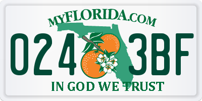 FL license plate 0243BF