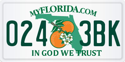 FL license plate 0243BK