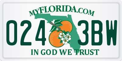 FL license plate 0243BW