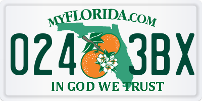 FL license plate 0243BX