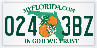 FL license plate 0243BZ