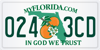 FL license plate 0243CD