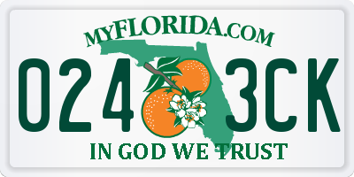 FL license plate 0243CK