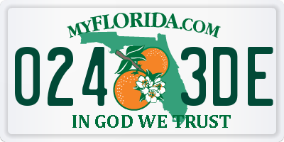 FL license plate 0243DE