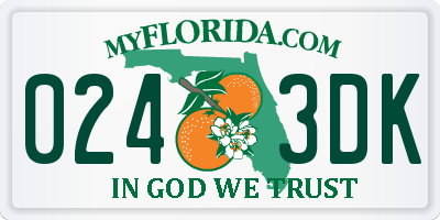 FL license plate 0243DK