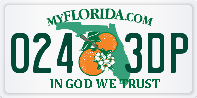 FL license plate 0243DP