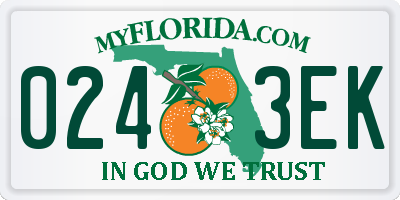FL license plate 0243EK