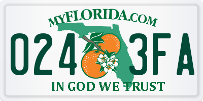 FL license plate 0243FA