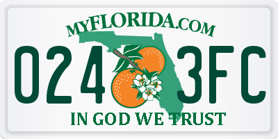 FL license plate 0243FC