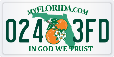 FL license plate 0243FD