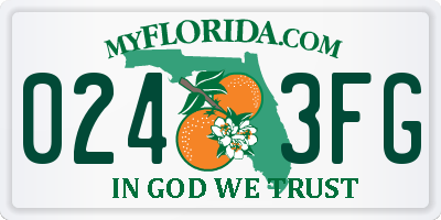 FL license plate 0243FG