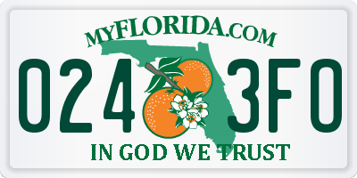 FL license plate 0243FO