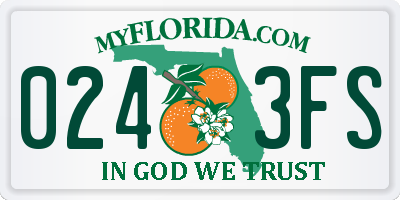 FL license plate 0243FS