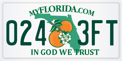 FL license plate 0243FT