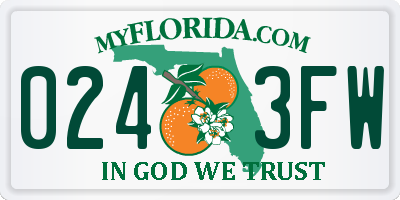 FL license plate 0243FW