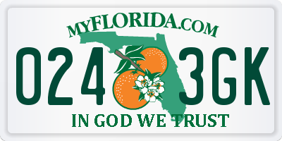 FL license plate 0243GK