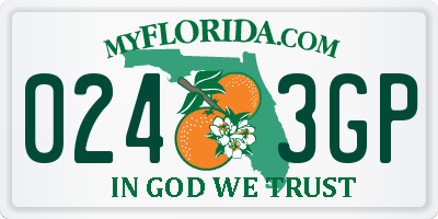 FL license plate 0243GP
