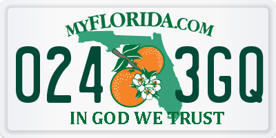 FL license plate 0243GQ