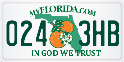 FL license plate 0243HB