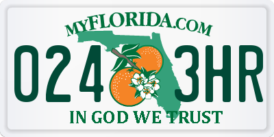 FL license plate 0243HR