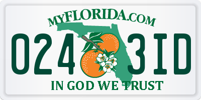 FL license plate 0243ID