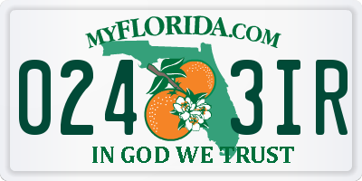 FL license plate 0243IR