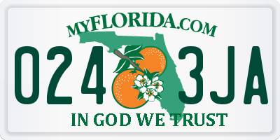 FL license plate 0243JA