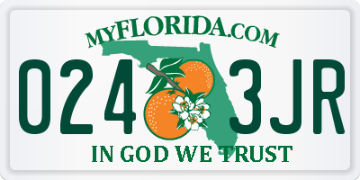 FL license plate 0243JR