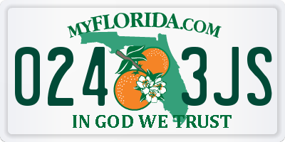 FL license plate 0243JS