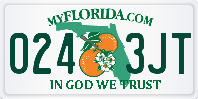 FL license plate 0243JT