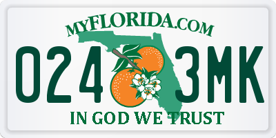 FL license plate 0243MK
