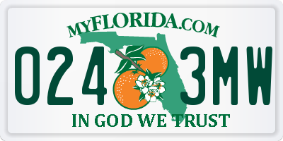 FL license plate 0243MW