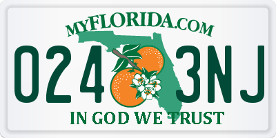 FL license plate 0243NJ