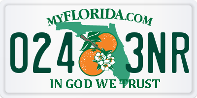 FL license plate 0243NR